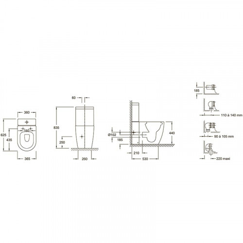 Напольный безободковый унитаз Jacob Delafon Soprano, крышка микролифт UJAK102-0/ETAK212-0/E33127-0-2
