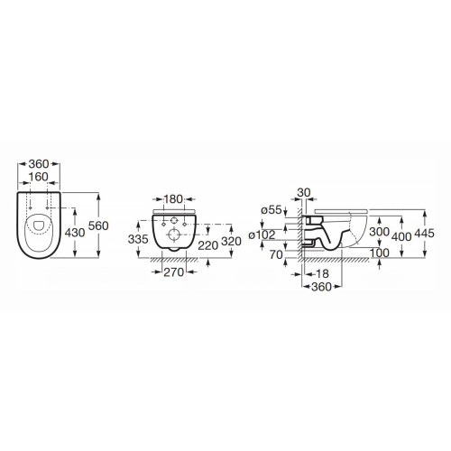 Подвесной унитаз Roca Meridian 34624L000/8012A200B безободковый 560 rimless-1