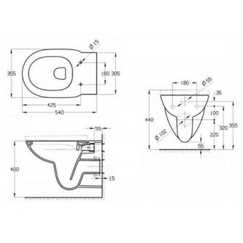 Подвесной унитаз Roca Debba Round Rimless, сиденье микролифт, 346998000/801B2200B-1