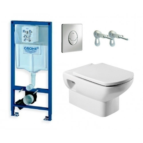 Инсталляция Grohe с унитазом Roca Dama Senso 346517000, сиденье микролифт, комплект 38721001/7.3465.1.700.0/Z.RU93.0.282.0