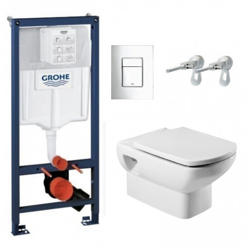Инсталляция Grohe с унитазом Roca Dama Senso 346517000, сиденье микролифт, комплект 38775001/7.3465.1.700.0/Z.RU93.0.282.0