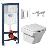 Инсталляция Grohe с унитазом Roca Hall 346627000, сиденье микролифт, комплект 38775001/7.3466.2.700.0/7.8016.2.200.4