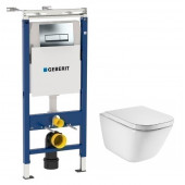 Инсталляция Geberit с безободковым унитазом Roca Gap Clean Rim 34647L000, сиденье микролифт, комплект 295710