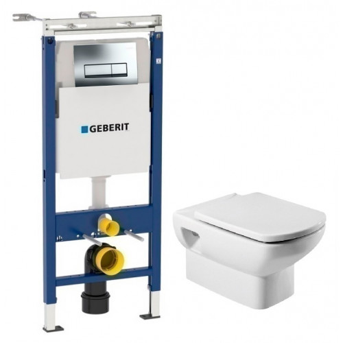 Инсталляция Geberit с унитазом Roca Dama Senso 346517000, сиденье микролифт, комплект 458.125.21.1/7.3465.1.700.0/Z.RU93.0.282.0