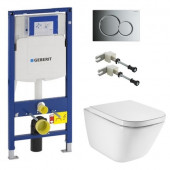 Инсталляция Geberit с унитазом Roca Gap Clean Rim 34647L000, сиденье микролифт клавиша хром, комплект