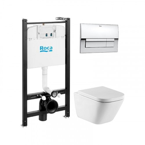 Инсталляция Roca с безободковым унитазом Roca Gap Clean Rim 34647L000, сиденье микролифт, комплект 7.8931.0.410.0 (7893104100)