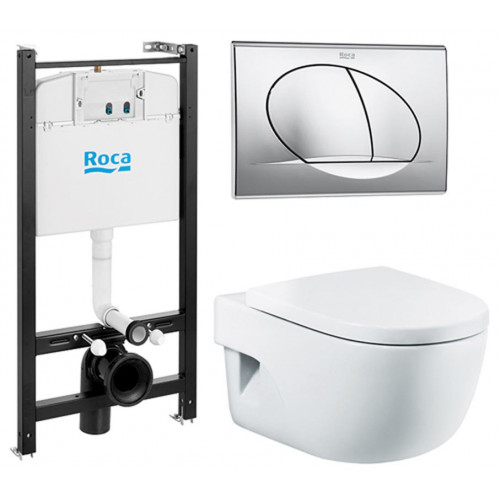 Инсталляция Roca Active с унитазом Roca Meridian Compact и крышкой с микролифтом, комплект (7.8931.0.411.0)