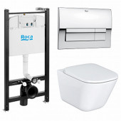 Инсталляция Roca с безободковым унитазом Roca Gap 34647L000, сиденье микролифт, клавиша хром, комплект 893104100