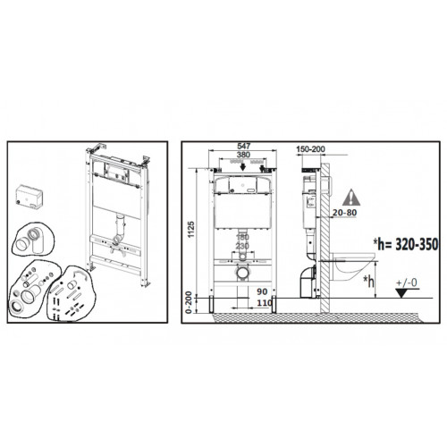 Инсталляция Roca Meridian с унитазом, сиденье микролифт, кнопка смыва, комплект, 893104110-1