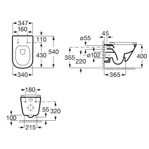 Подвесной безободковый унитаз Roca Gap Rimless, крышка микролифт, белый, A34H470000-1