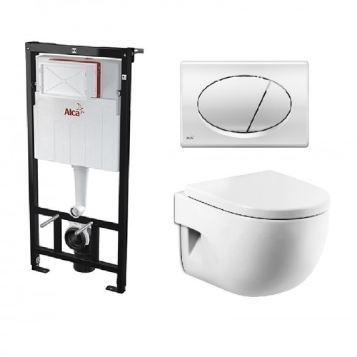 Инсталляция Alcaplast с унитазом Roca Meridian-N Compact 346248000, сиденье микролифт клавиша хром, комплект