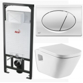 Инсталляция Alcaplast с унитазом Roca Gap 346477000, сиденье микролифт клавиша хром, комплект