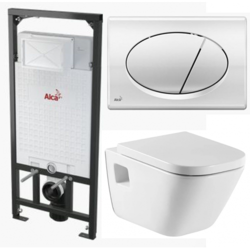 Инсталляция Alcaplast с унитазом Roca Gap 346477000, сиденье микролифт клавиша хром, комплект