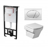 Инсталляция Alcaplast с унитазом Roca Hall 346627000, сиденье микролифт клавиша хром, комплект