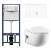 Инсталляция Am.Pm с унитазом Roca Meridian-N Compact 346248000, сиденье микролифт клавиша белая, комплект