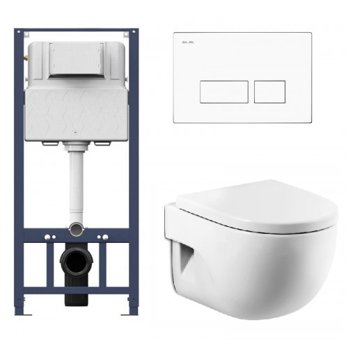 Инсталляция Am.Pm с унитазом Roca Meridian-N Compact 346248000, сиденье микролифт клавиша белая, комплект