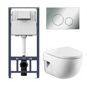 Инсталляция Am.Pm с унитазом Roca Meridian-N Compact 346248000, сиденье микролифт клавиша хром, комплект