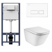 Инсталляция Am.Pm с безободковым унитазом Roca Gap Clean Rim 34647L000, сиденье микролифт клавиша белая, комплект