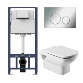 Инсталляция Am.Pm с унитазом Roca Dama Senso 346517000, сиденье микролифт клавиша хром, комплект