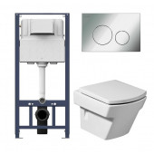 Инсталляция Am.Pm с унитазом Roca Hall 346627000, сиденье микролифт клавиша хром, комплект