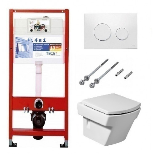Инсталляция Tece с унитазом Roca Hall 346627000, сиденье микролифт, комплект K440920/7.3466.2.700.0/7.8016.2.200.4
