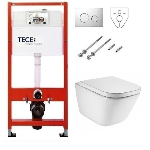 Инсталляция Tece с безободковым унитазом Roca Gap Clean Rim 34647L000, сиденье микролифт, комплект 295713