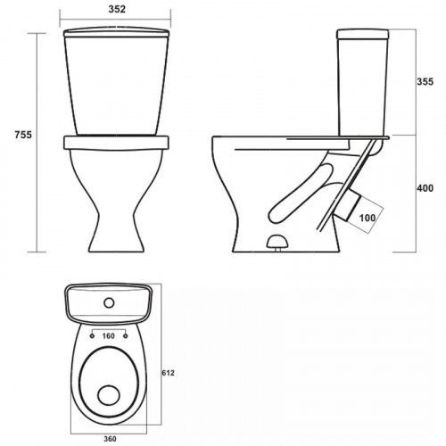 Унитаз-компакт Sanita Эталон эконом, ETLSACC01090113-1